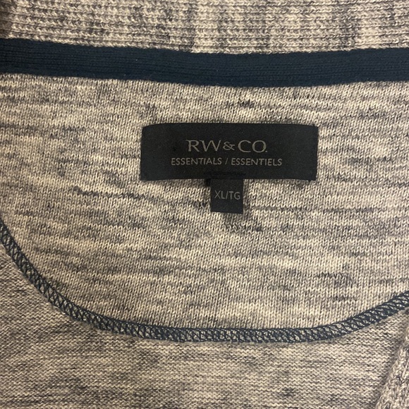 RW & CO Essentials grey/white blend v-neck button up cotton sweater size XL - Picture 2 of 5